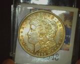 1896 P U.S. Morgan Silver Dollar, Brilliant Uncirculated with toning.