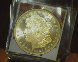 1921 P U.S. Morgan Silver Dollar, Super Gem Brilliant Uncirculated. Semi-prooflike Cameo.