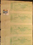 Sheet of four uncut United States Civil War Era Checks from 