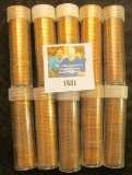 (10) 1961 D Solid Date BU Rolls of Lincoln Cents, all stored in plastic tubes.