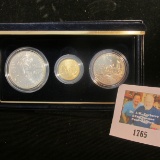 1991-1995 World War II 50th Anniversary Brilliant Unciruclated Three-Piece Coin Set, including Half-