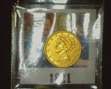 1892 S Gold Liberty Head Half Eagle Five Dollar Coin, EF+.