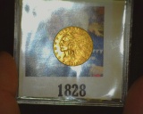 1912 P Gold Indian Head Quarter Eagle $2.50 Gold Coin, Almost Uncirculated.