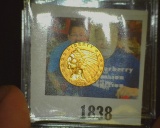 1914 P Gold Indian Head Quarter Eagle $2.50 Gold Coin, EF.