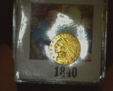 1909 P Gold Indian Head Quarter Eagle $2.50 Gold Coin, Brilliant Uncirculated.