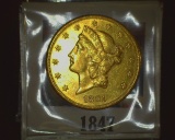 1891 S U.S. Gold Double Eagle Twenty Dollar Liberty Choice About Uncirculated.