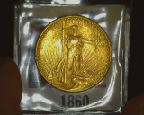 1924 P U.S. Gold Double Eagle Twenty Dollar St. Gaudens, AU details, but some knuckle head tested it