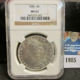 1885 P Morgan Silver Dollar NGC slabbed 