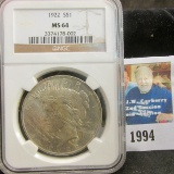 1922 P U.S. Peace Silver Dollar NGC slabbed 
