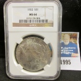 1922 P U.S. Peace Silver Dollar NGC slabbed 