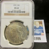 1922 P U.S. Peace Silver Dollar NGC slabbed 