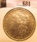 1892 O Morgan Silver Dollar, EF.