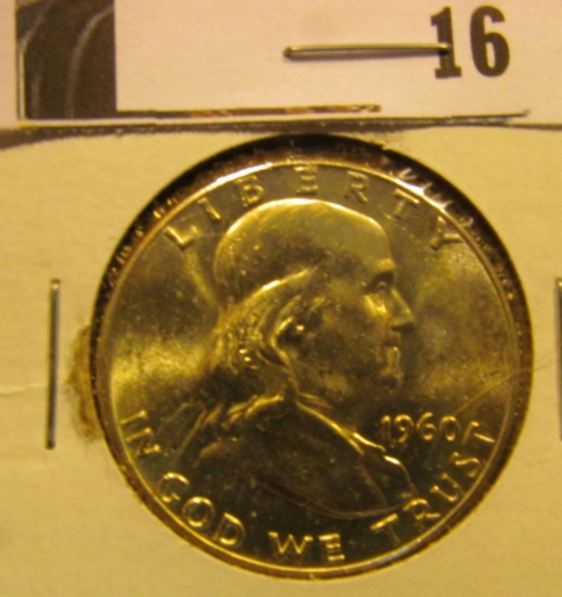 1960 P Franklin Half Dollar, CH BU 64 FBL.