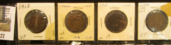 (4) 1918 Canada Large Cents, VF.