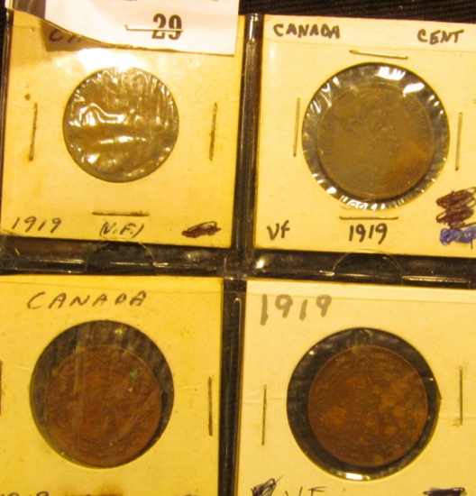 (4) 1919 Canada Large Cents, VF.