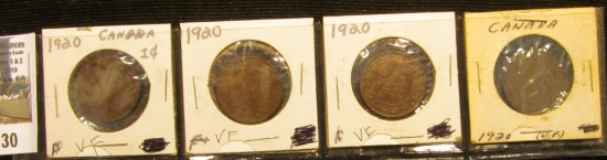 (4) 1920 Canada Large Cents, VF.