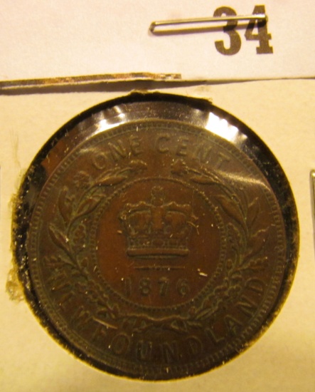 1876H Newfoundland One Cent, VF.
