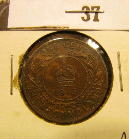 1913 Newfoundland One Cent, AU.