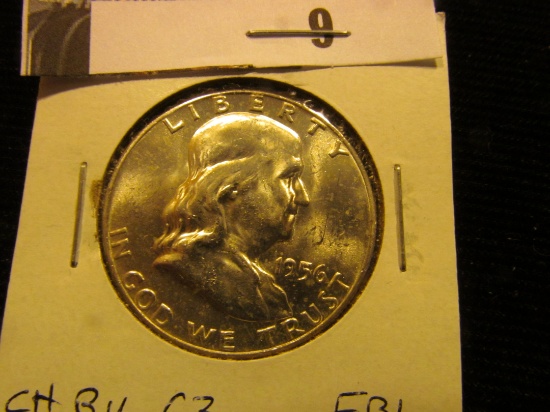 1956 P Franklin Half Dollar, CH BU 63 FBL