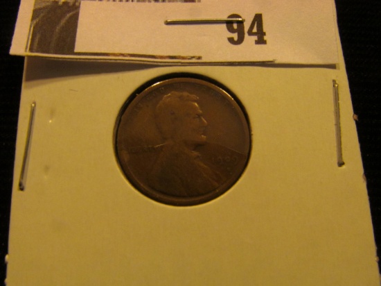 1909 S Lincoln Cent, Rare, Scarce Date. Good.