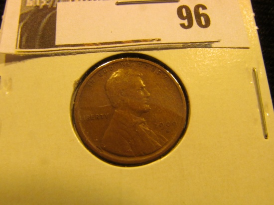 1909 S Lincoln Cent, Rare, Scarce Date. Fine.