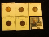 1910 S Very Good, 11D VG, 11S VG, 12P Fine, & 12S Good Lincoln Cents.