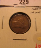 1857 U.S. Flying Eagle Cent, F+, sharp feathers in wings.