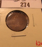 1879 U.S. Indian Head Cent, Fine.