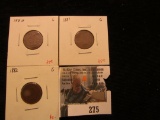 (3) Indian Head Cents -1880, 1881, & 1882, all grade Good.