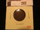 1889 U.S. Indian Head Cent, VF.