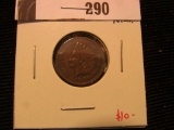 1891 U.S. Indian Head Cent, VF, nice example..