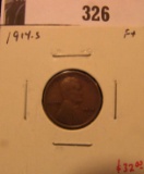 1914 S Lincoln Cent, F+, key-date coin.