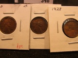 1928 P EF, 28 D VF, & 28 S EF Lincoln Cents.