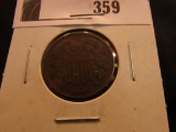 1864 Civil War Date U.S. Two Cent Piece, VG.