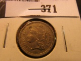 1873 U.S. Three Cent Nickel, Fine.