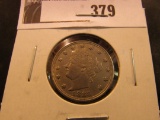 1883 No Cents Liberty Nickel, AU.