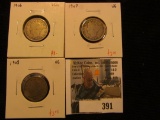 1906, 1907 & 1908 Liberty Nickels, VG.
