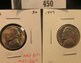 1949 P & 49 S Brilliant Uncirculated Jefferson Nickels.