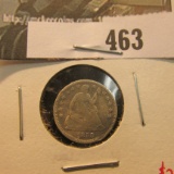 1858 P U.S. Seated Liberty Half Dime, Fine, Bent.