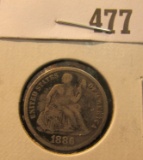 1886 P U.S. Seated Liberty Dime, VF.