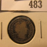 1892 P Barber Dime, Good, toned.