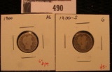 1900 P AG & 1900 S Good Barber Dimes.