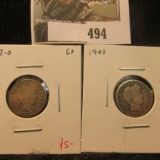 1903 P G+ & 1903 O Good+ Barber Dimes.