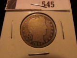 1896 P Barber Quarter, Good.