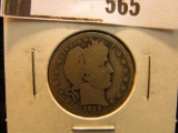 1913 D Barber Quarter, Good.