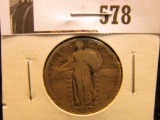 1929 S Standing Liberty quarter, G+.