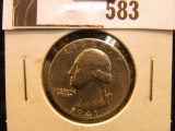 1941 D Washington Quarter, Almost Uncirculated.