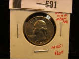 1955 D Washington Quarter, Brilliant Uncirculated 65+ blemish free.