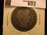 1901 P Barber Half Dollar, Good.