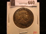 1960 P Franklin Half Dollar, BU light toning.